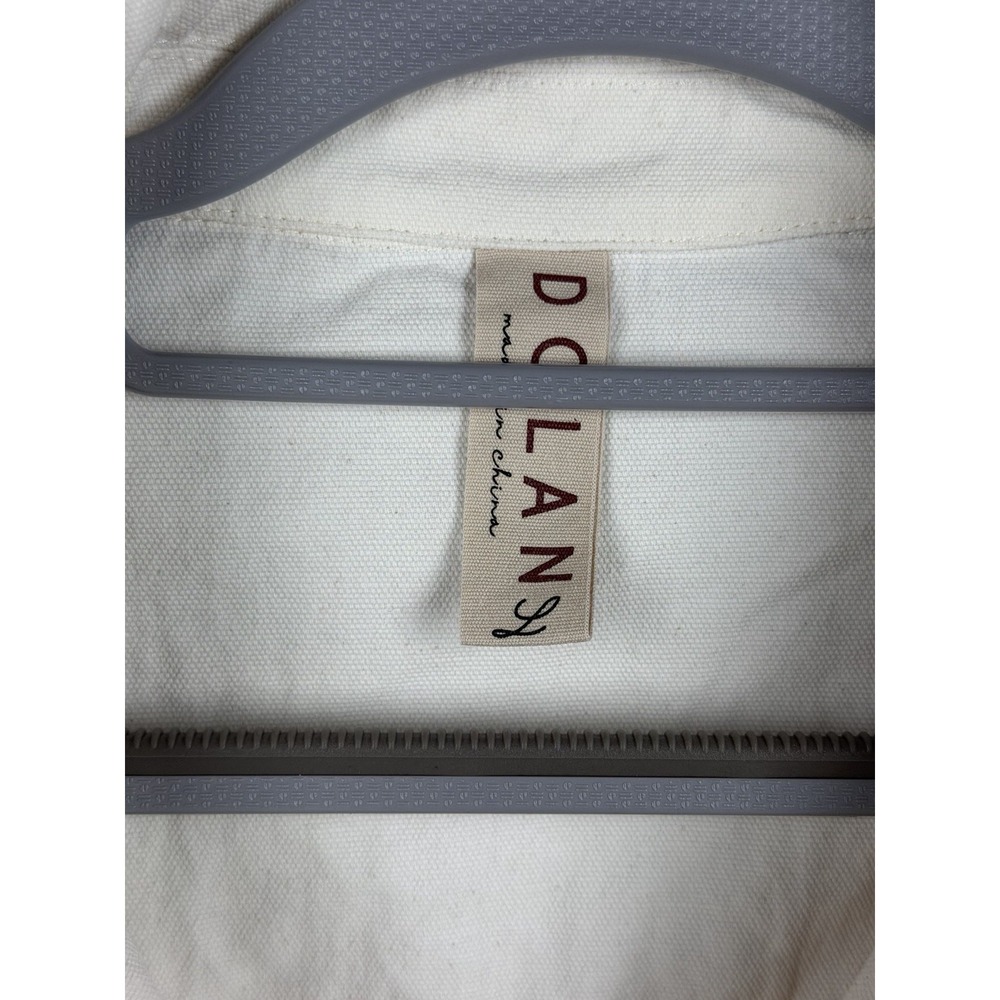 Dolan Women's Floral Embroidered Cream Cotton Trucker Jacket Sz L - Picture 11 of 12